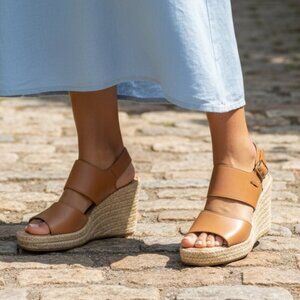 BORN Shoshone Platform Wedge Sandal Caramel Brown Women's 11